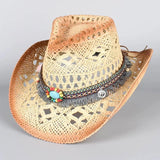 Boho Cowboy Stråhatt Guldbeige / About 58cm