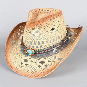 Boho Cowboy Stråhatt Guldbeige / About 58cm