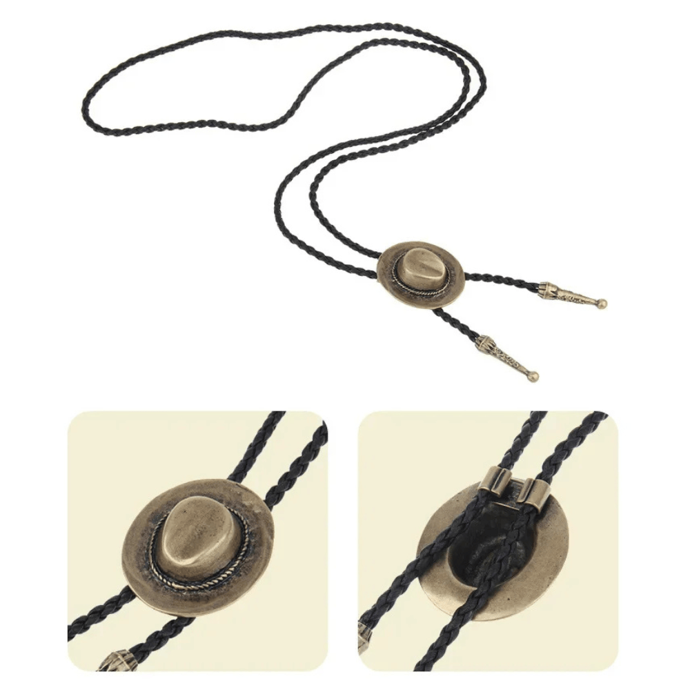 Bolo tie antikt cowboyhat Guld