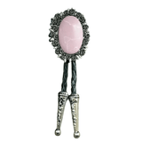 Bolo tie i äkta läder med vintageblomma och steninfattning Rosa