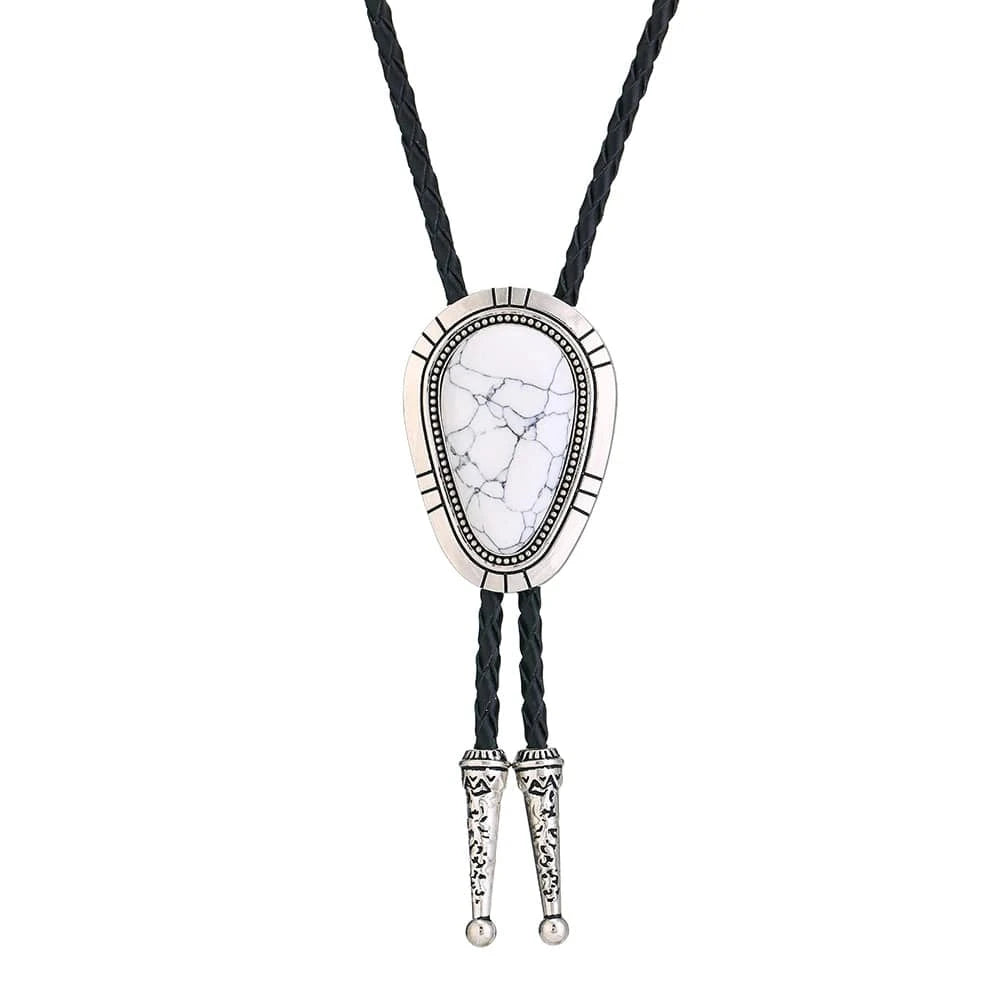 Bolo tie i droppform med naturlig turkos