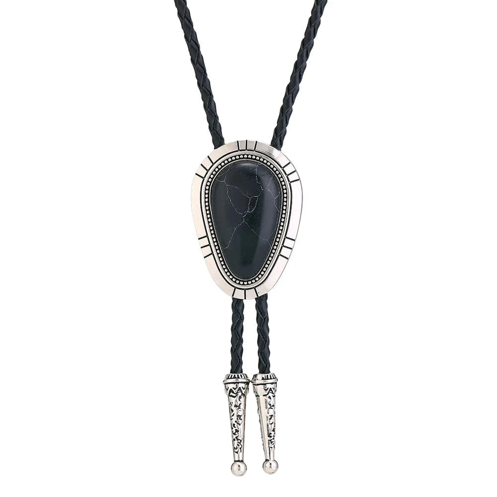 Bolo tie i droppform med naturlig turkos