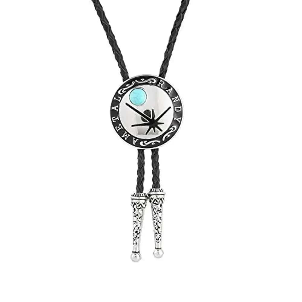 Bolo tie i rund form med stjärnmotiv Blå