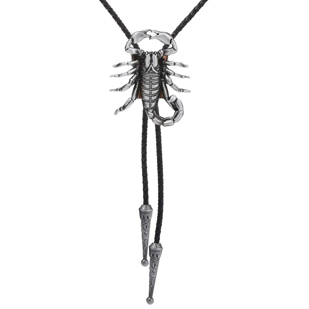 Bolo tie med 3D-skorpion i metall Antiksilver
