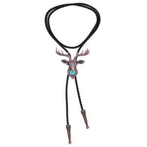 Bolo tie med älghuvud och blå sten