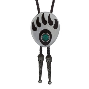 Bolo tie med björnspår och agatsten Silver