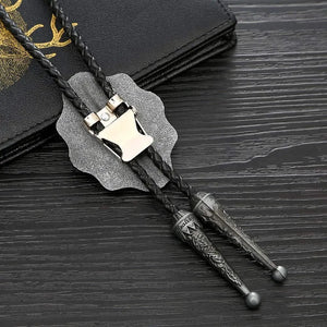Bolo tie med blå sten och antik silverram Blå