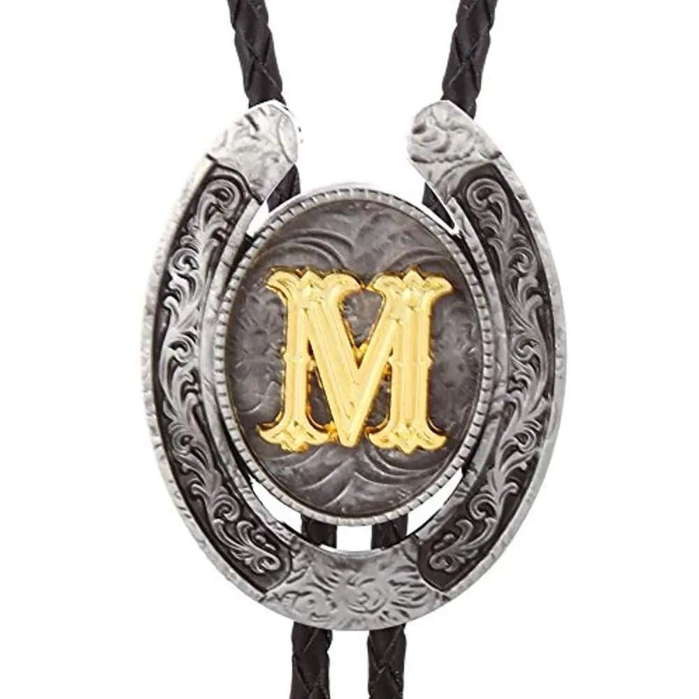 Bolo tie med bokstavsemblem A–Z Silver M