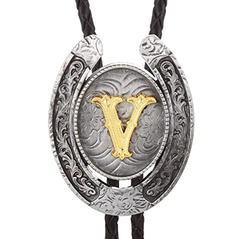 Bolo tie med bokstavsemblem A–Z Silver V