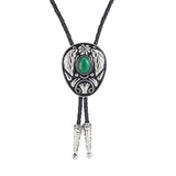 Bolo tie med dekorativ sten och lövmönstrad i vintage-stil Grön
