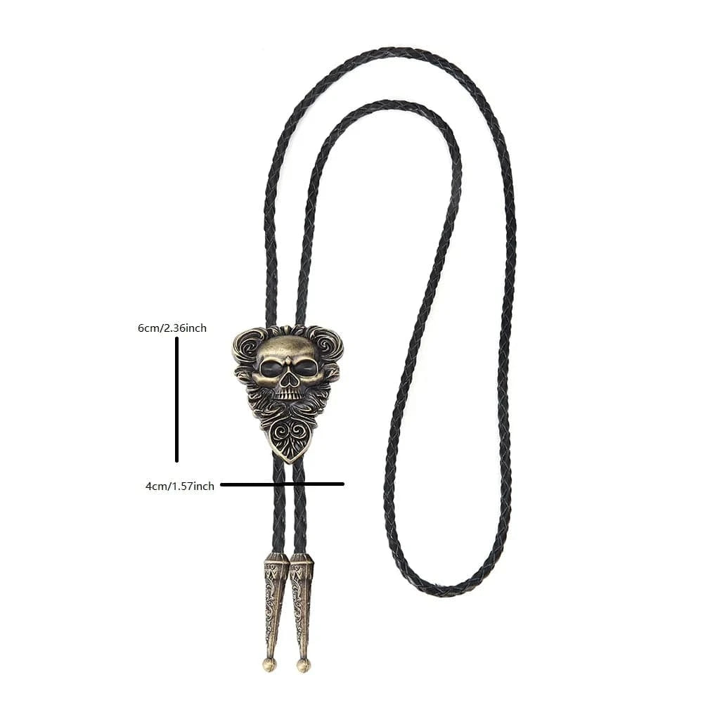 Bolo tie med dödskalle i vintage-stil
