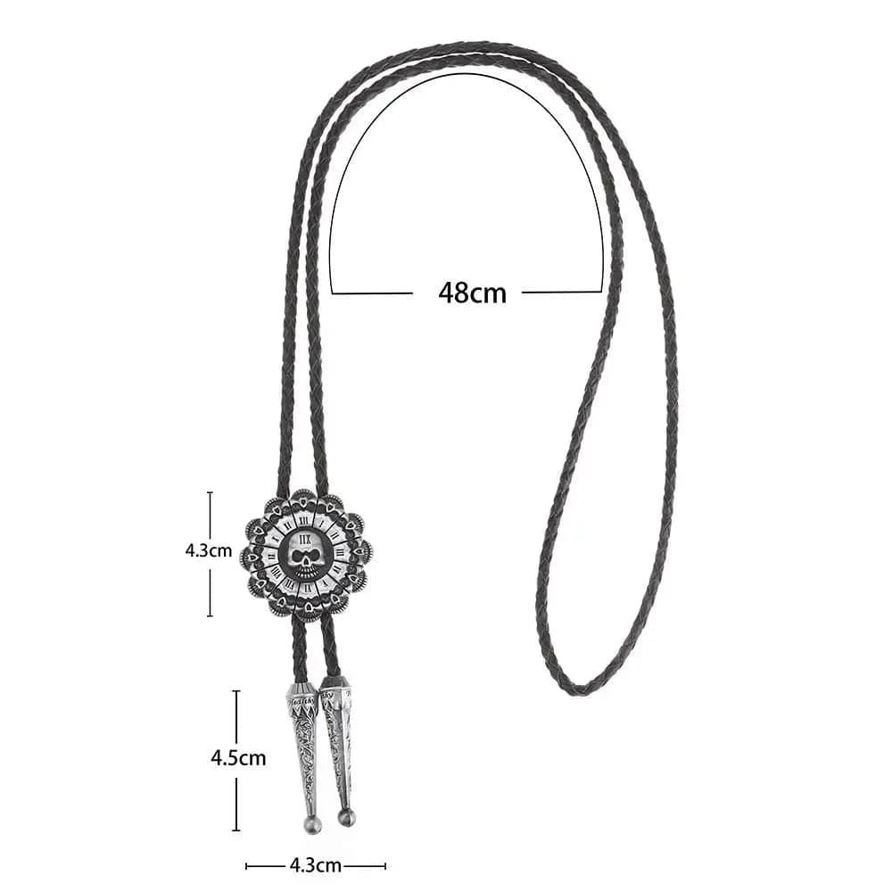 Bolo tie med dödskalle och solrosmönster Svart och silver