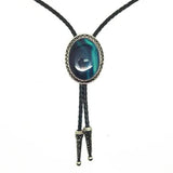 Bolo tie med glasdetalj och ovalt vintagehänge Marinblå1