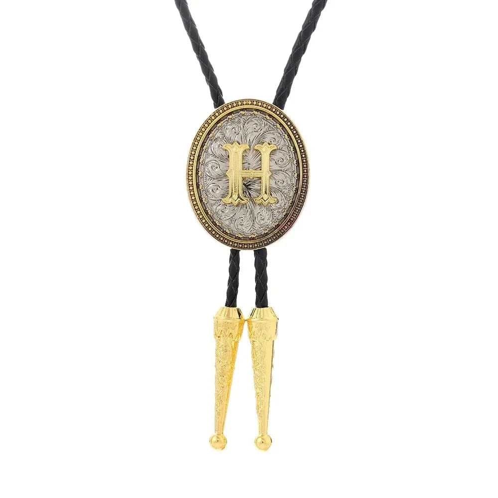 Bolo tie med initial A–Z i tvåtonad metall H