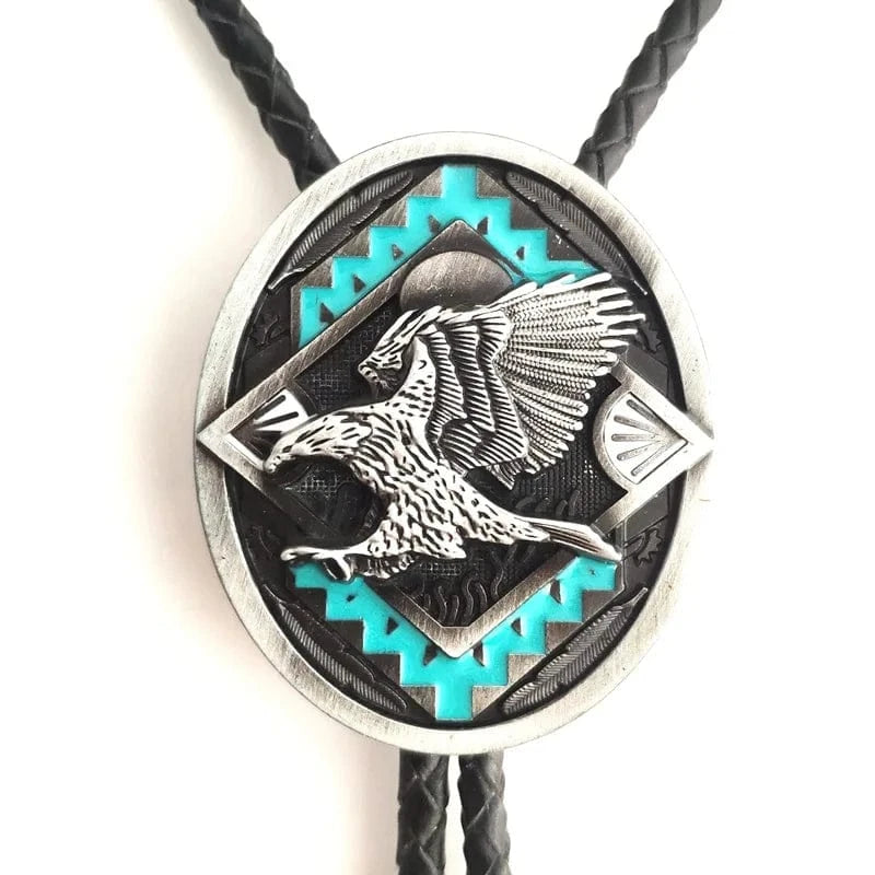 Bolo tie med örn och turkosdetaljer Silver och turkosblå