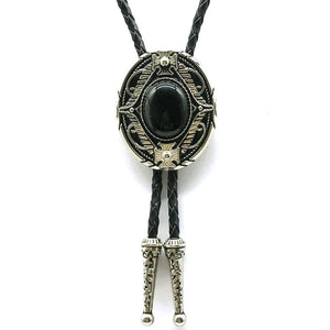 Bolo tie med oval agatsten och vintageinfattning