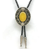 Bolo tie med oval agatsten och vintageinfattning Gul