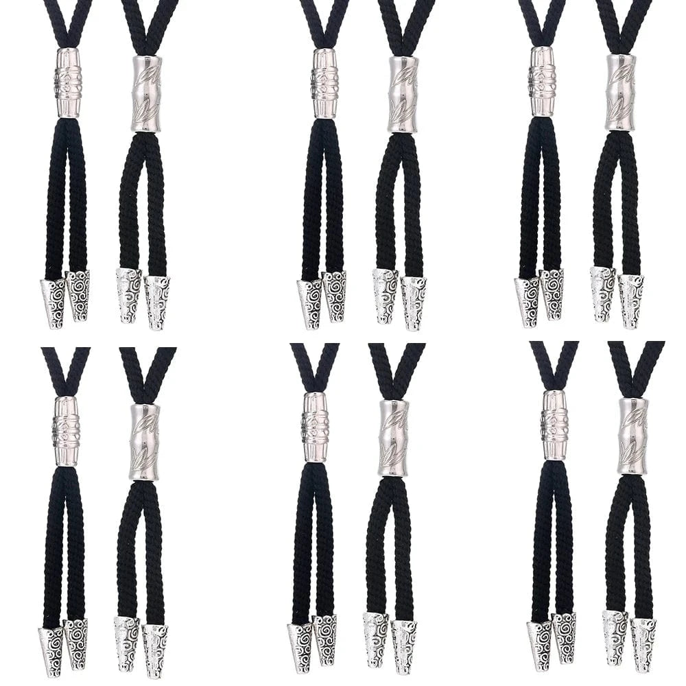 Bolo tie med silverfäste och svart nylonrep Svart silver  6st mixartikel