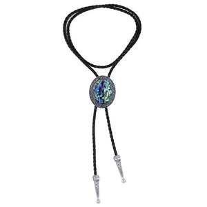 Bolo tie med snäckstenshänge i blågrönt skimrande