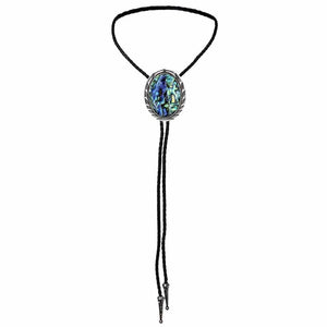 Bolo tie med snäckstenshänge i blågrönt skimrande