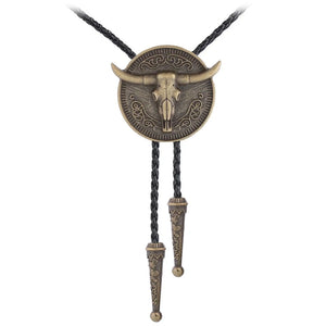 Bolo tie med tjurhuvud med långt horn