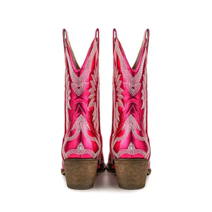 Broderade låga cowboyboots med chunky klack