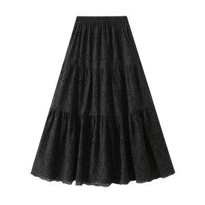 Broderie anglaise kjol Svart / One Size