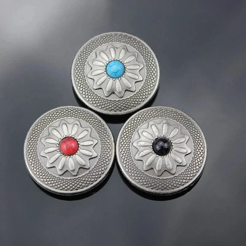 Concho 25 mm i Antiksilver med Färgsten