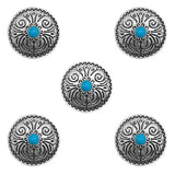 Concho Antiksilver med Blommönster Blå / 25mm