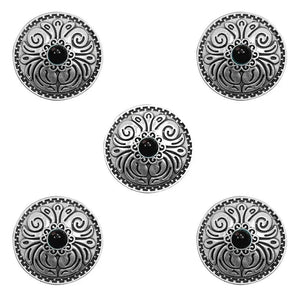 Concho Antiksilver med Blommönster Svart / 25mm