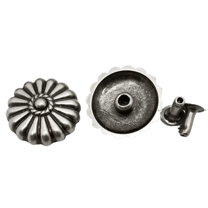 Concho i Antiksilver med Blommig Design 19mm