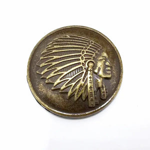 Concho i metall med indianskt hövdingmotiv Antik mässing / 20mm