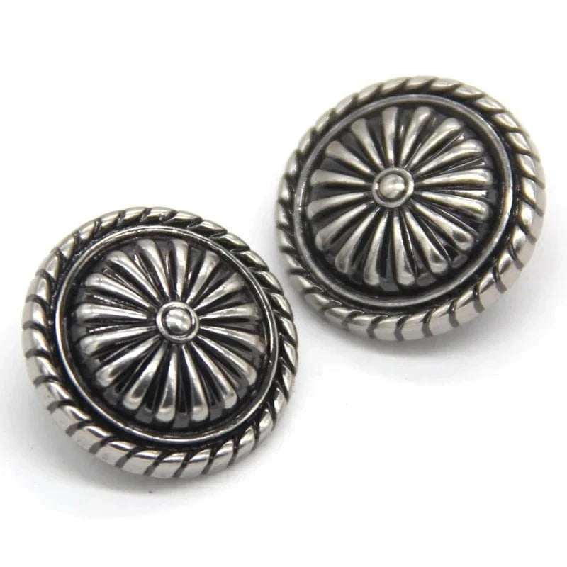 Concho i Retroblommig Design Silver / 15mm 6st
