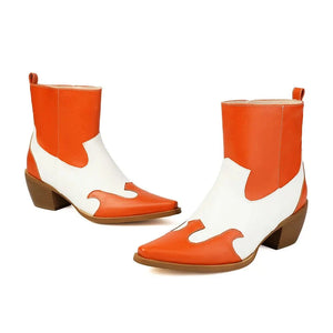Tvåfärgade Låga Cowboy Boots för Dam