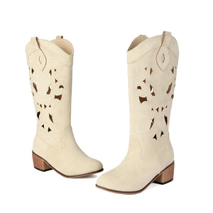 Cowgirl Boots i Mocka med Utskärningar