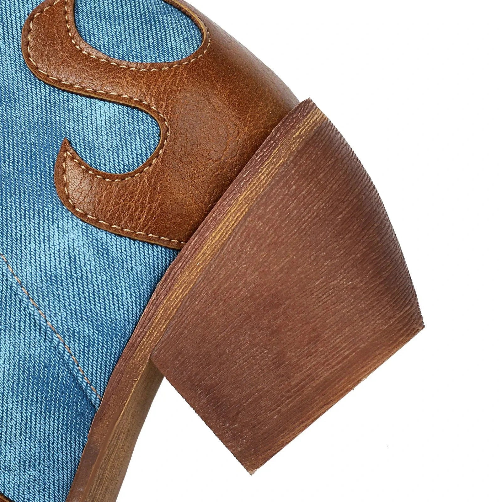 Låga Cowboy Boots i Denim och Läder för Dam