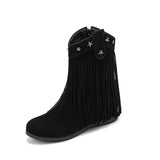 Cowgirl-Ankelboots i Mocka med Fransar och Stjärnor Svart / 35