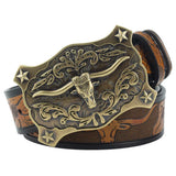 Cowboybälte äkta läder djurgravyr Rektangel Kamel / 95cm