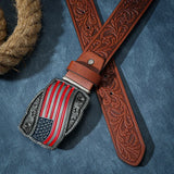Cowboybälte Amerikansk flagga Mörkbrun / 120cm