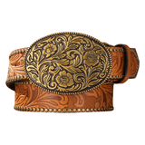 Cowboybälte antikguld spänne Brun / 120cm