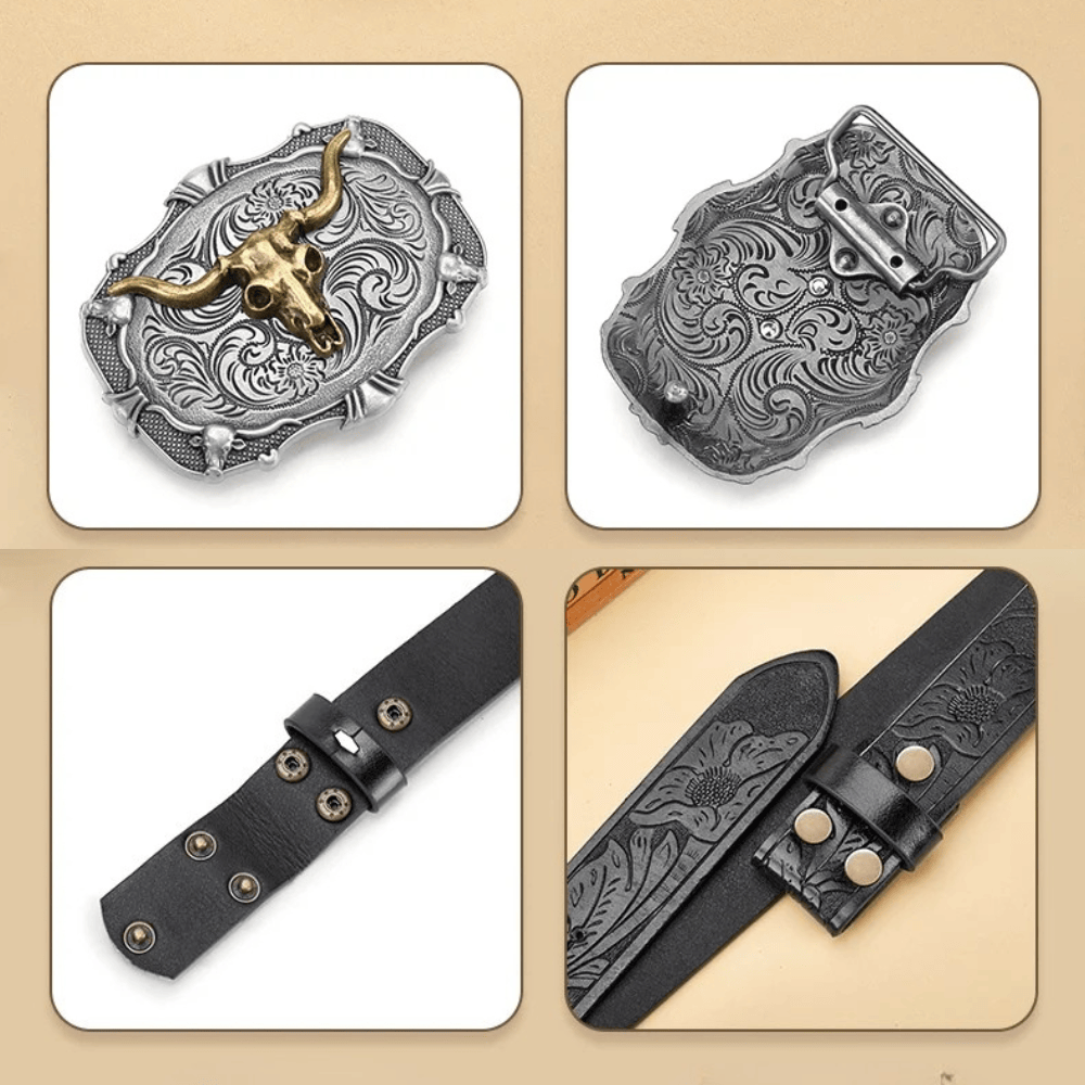 Cowboybälte  för herr med tjurdödskalle