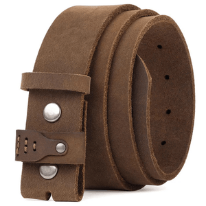 Cowboybälte i äkta läder utan spänne för herr Khaki / 105cm
