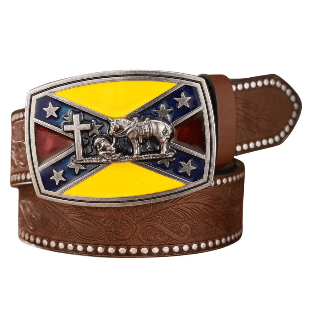 Cowboybälte med färgstarkt spänne Brun silver / 120cm