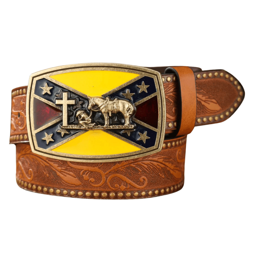 Cowboybälte med färgstarkt spänne Kamel guld / 120cm