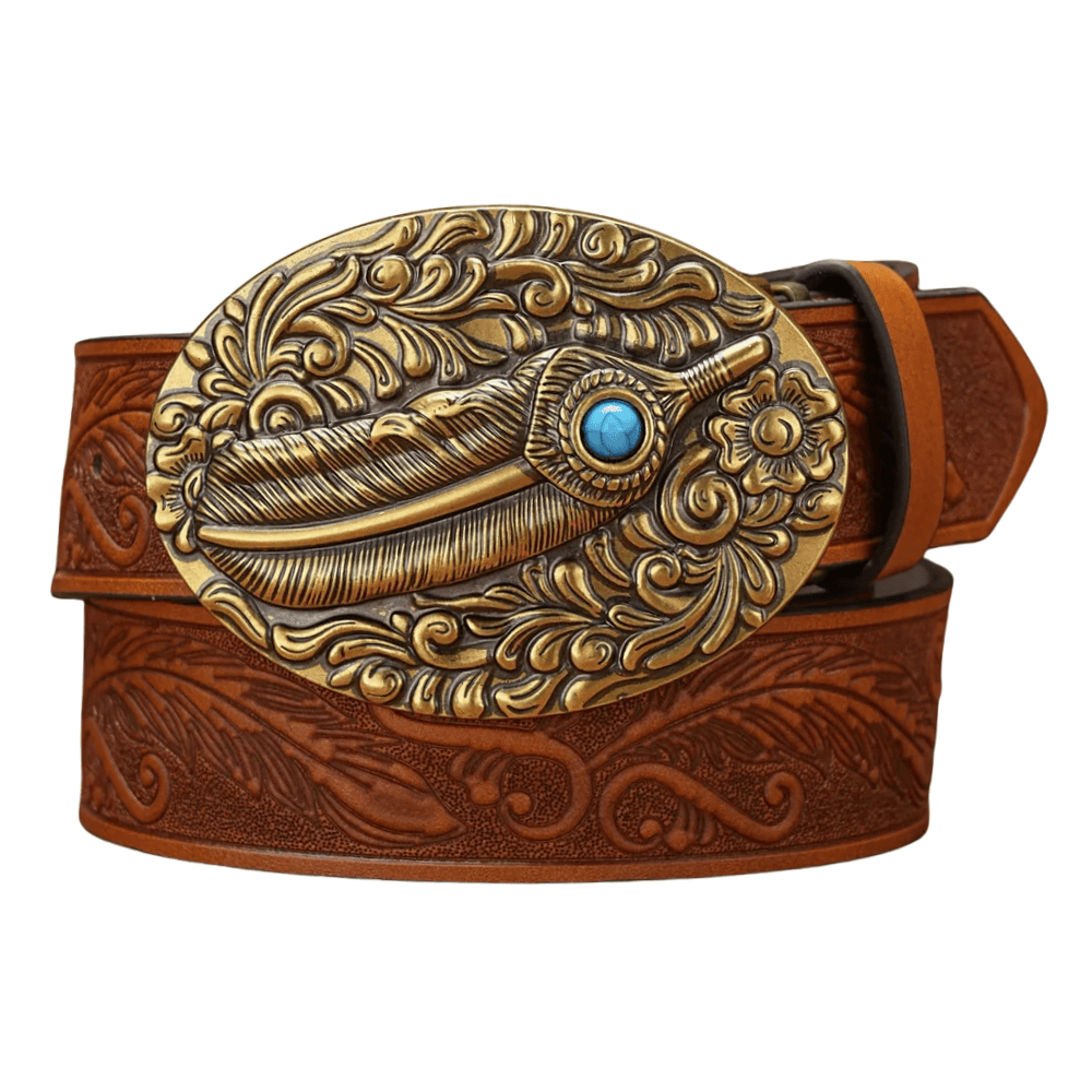 Cowboybälte med fjädermotiv Brun / 120cm
