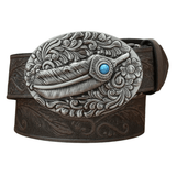 Cowboybälte med fjädermotiv Grå / 120cm