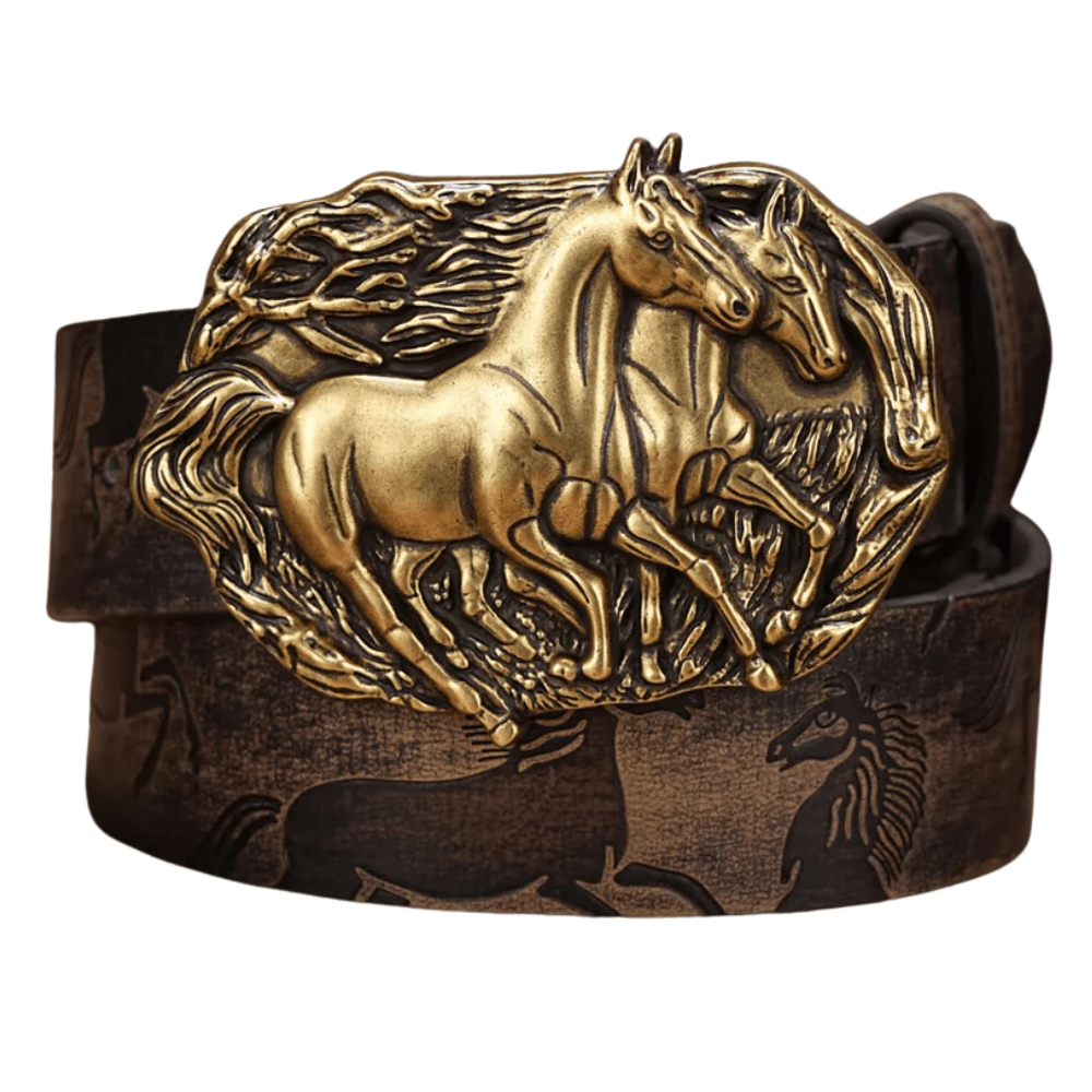 Cowboybälte med hästspänne Mörkbrun / 120cm
