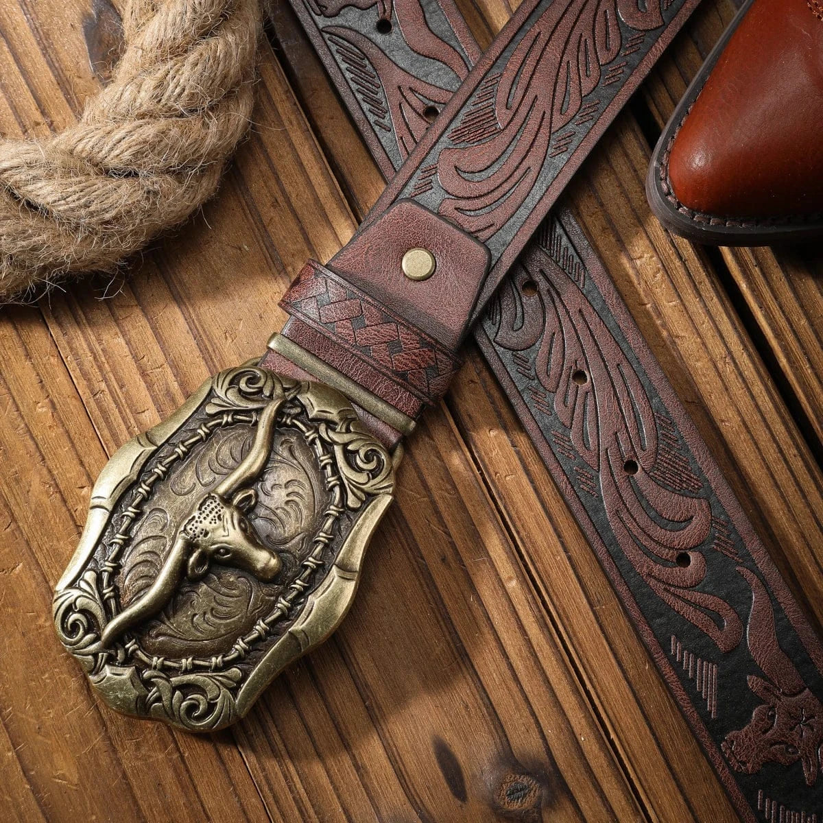 Cowboybälte med Longhorn-emblem