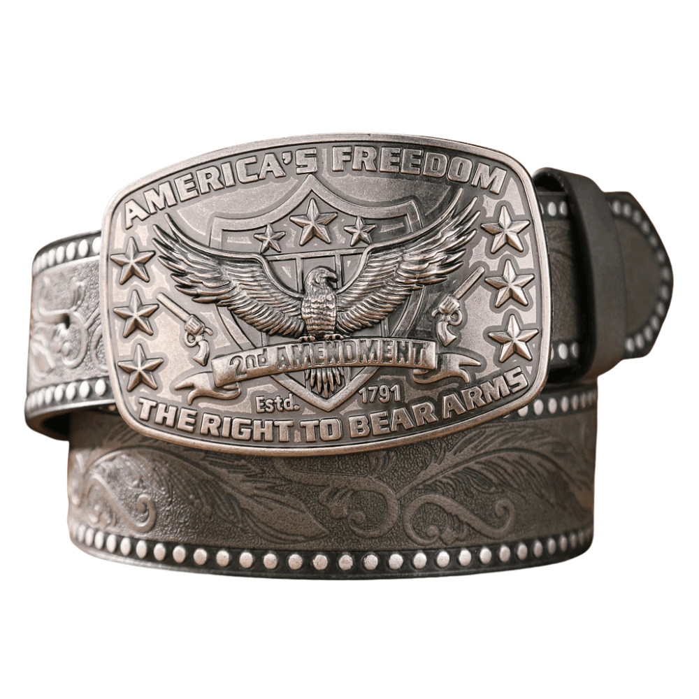 Cowboybälte med örnmotiv "America’s Freedom" Grå silver / 120cm