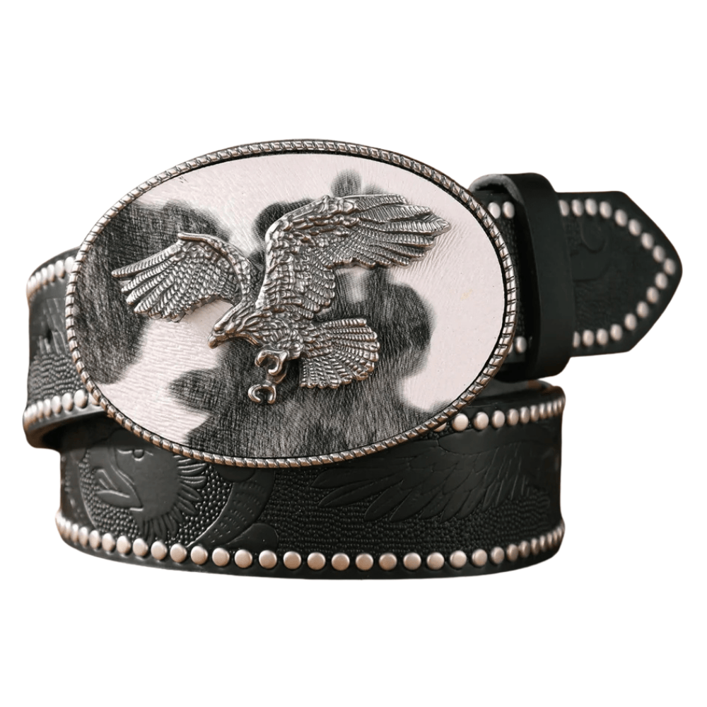 Cowboybälte med örnmotiv Svart Silver / 120cm